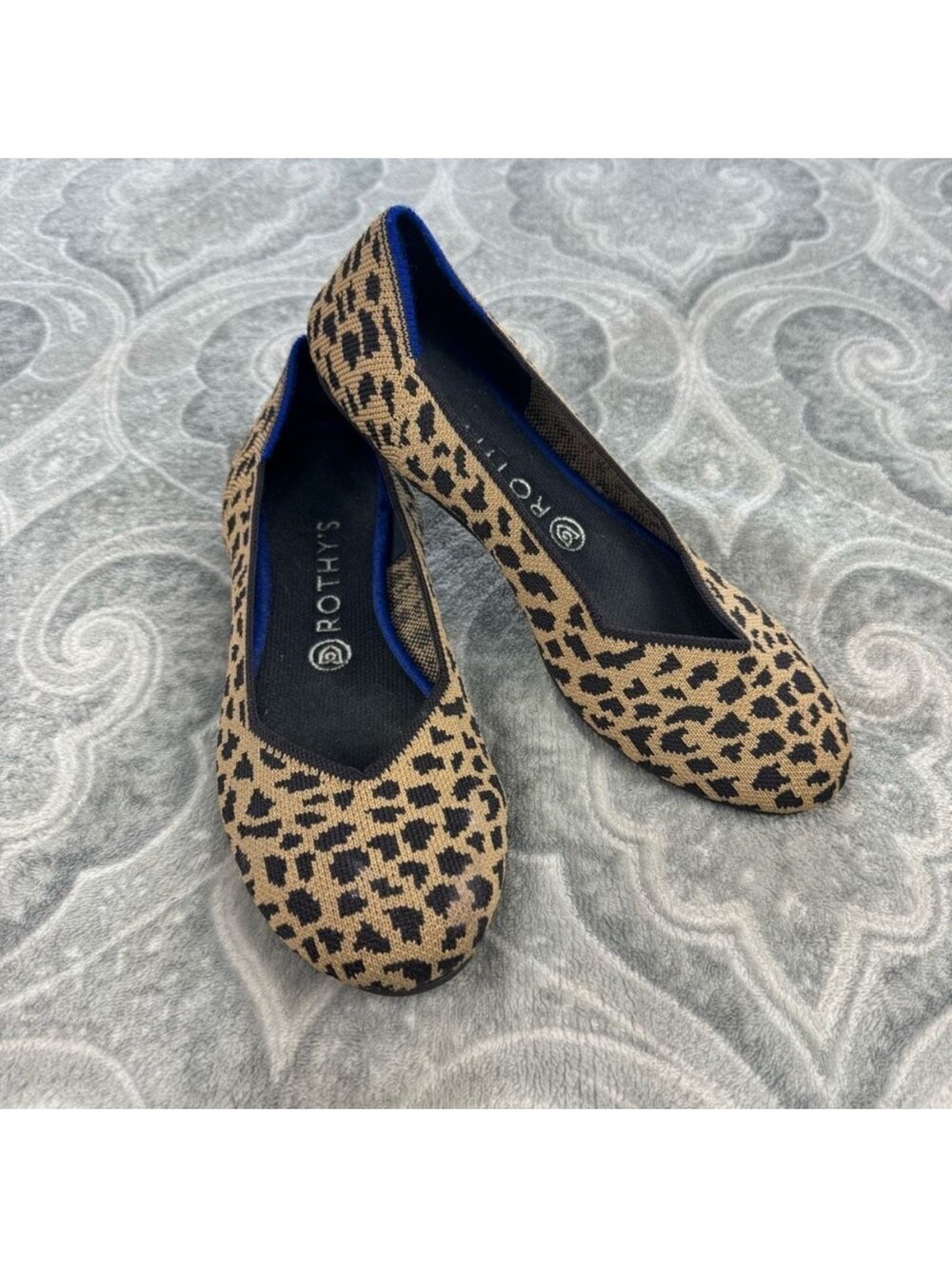 Rothy's Leopard Print Knit Ballet Flats - Tan and Black